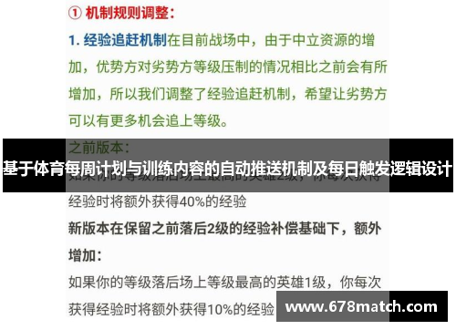 基于体育每周计划与训练内容的自动推送机制及每日触发逻辑设计