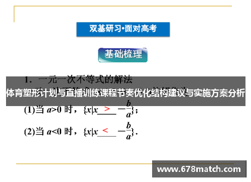 体育塑形计划与直播训练课程节奏优化结构建议与实施方案分析